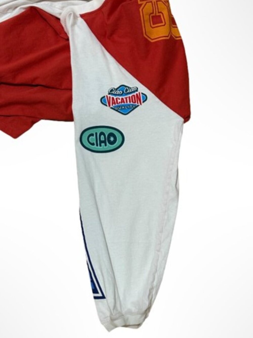 FREE PEOPLE x CIAO CIAO VACATION Speed Racer Long Sleeve Tee Red White XS NWT - Picture 9 of 16